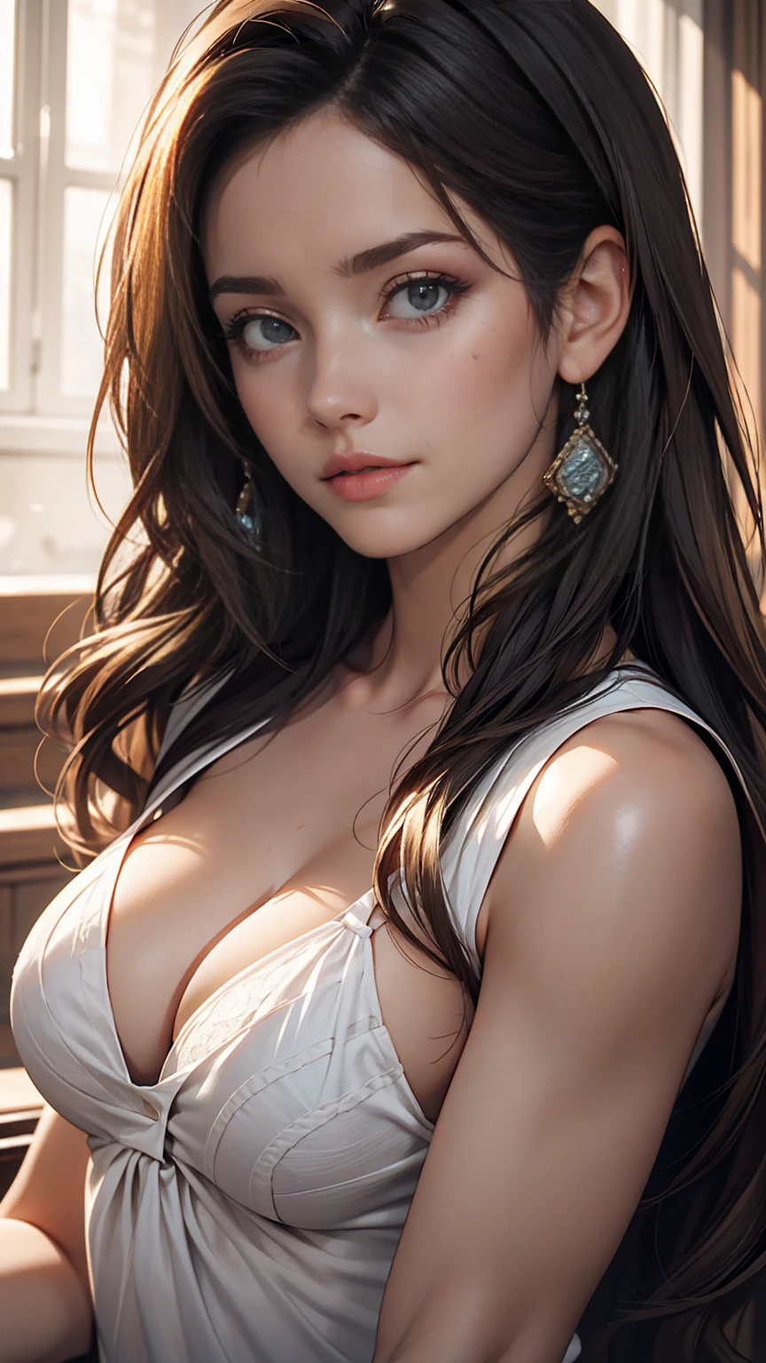 high quality, 最high quality, Realistic, RAW Photos, Realistic, Ultra-realistic 8K CG, Super detailed, High resolution, masterpiece, 1 girl, 18-year-old, Beautiful face of a woman, Soft Face, elegant, Long Hair, blue eyes, Light blue eyes, close, Intricate details, Detailed Texture, Fine details, Front Face , Natural female body, sexy, Very beautiful young woman's face,