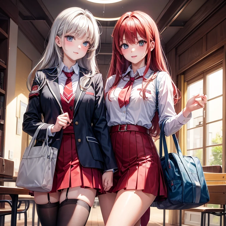 woman uniform high school girl older sister In town Red face