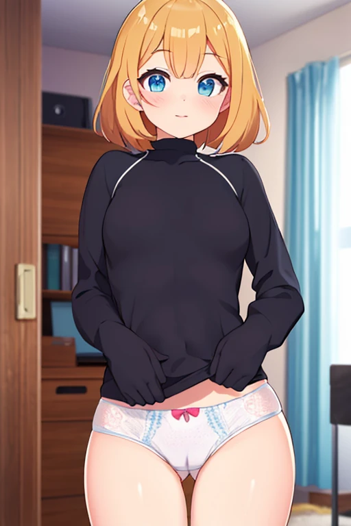 (((ultra detailed, The best quality, 8k, HDR))), ((woman, tight underwear, white, perfect body, crotch gap)), (small, cameltoe ((mark))), room
