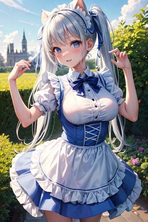 seethrough white Color micro Cheer cute girls,big breast, jump up.back style,1 girl, Solo, , , , Cute Girl,Best Quality, Ultra-detailed, 8K, High resolution, Alice in Wonderland, Twin tail, sky blue dress, frilled dress, white apron, frilled apron, garden, tea time,
information