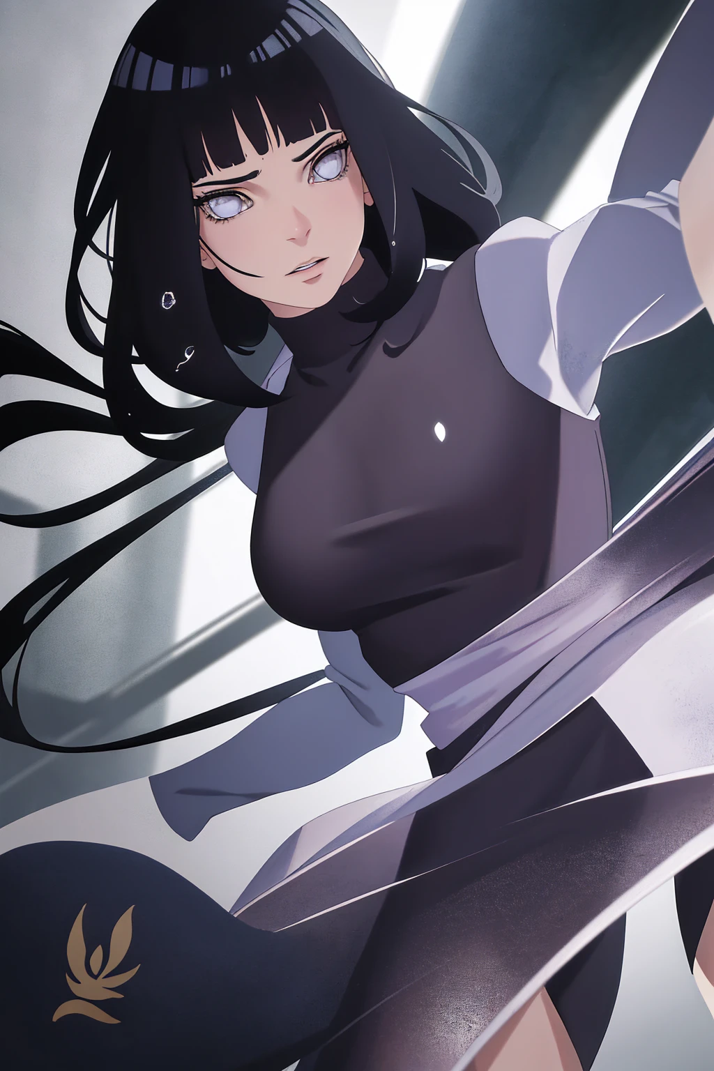 (best quality,4k,highres,masterpiece:1.2), (ultra-detailed), (realistic,photorealistic,photo-realistic:1.37), (HDR,UHD), (portrait), (vivid colors), (long legs), (clearly elongated face), (beautiful detailed eyes), (beautiful detailed lips), (extremely detailed eyes and face), (long eyelashes), (sharp focus), (physically-based rendering), (black long hair, flowing in the wind), (torn clothing), (powerful kick in mid-air, mid-air kick), (intense), (dojo background, background), (Chunin exams setting), (dynamic pose), (fierce expression), (motion blur), (stylish), (slender figure), (anime inspired), (glowing lights), (dramatic), (contrasting colors), (mysterious ambiance), (action-packed scene), (unique style), (eye-catching), (dashing), (evocative), (expressive), (intriguing atmosphere), (wet minidres), (dinamic poses)