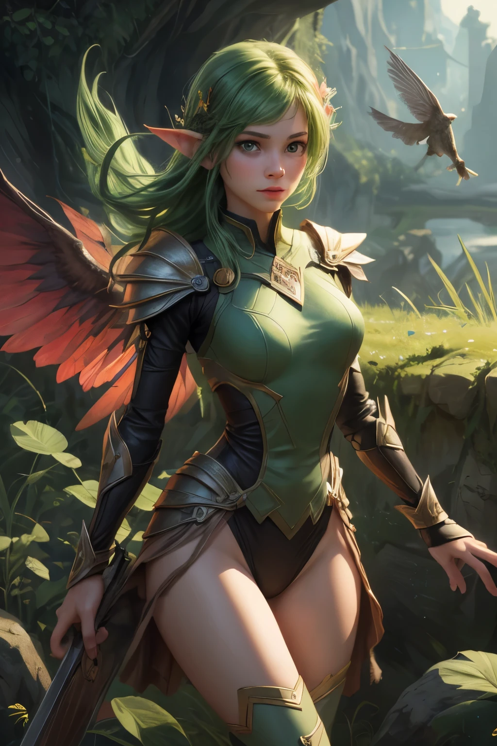 fantasy art 8k,masterpiece
pmmkr2024,best quality, trending on artstation,calm,quiet,Best quality,sylph,no arms,wings,fly,wind,cute,pretty,green eyes