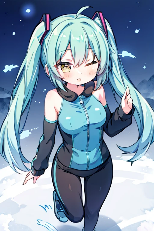 Miku, full body, tight exercise clothes Warming up