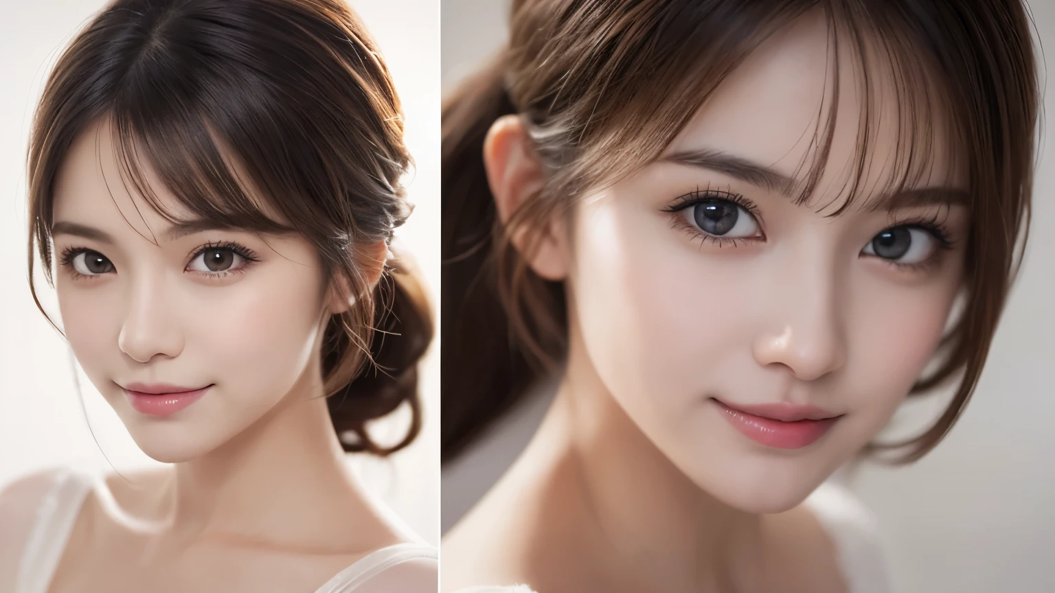One Girl, (Dress in trendy fashion:1.2), (RAW Photos, highest quality), (Realistic, Photorealistic:1.4), Tabletop, Very delicate and beautiful, Very detailed, 2k wallpaper, wonderful, In detail, Very detailedな CG Unity 8K 壁紙, Very detailedな, High resolution, Soft Light, Beautiful detailed girl, looking at the camera、Very detailedな目と顔, Beautifully detailed nose, Beautiful fine details, Bob Hair, small, White clothes、White background、Background is white、Cinema Lighting, Perfect Anatomy, Slender body, smile,