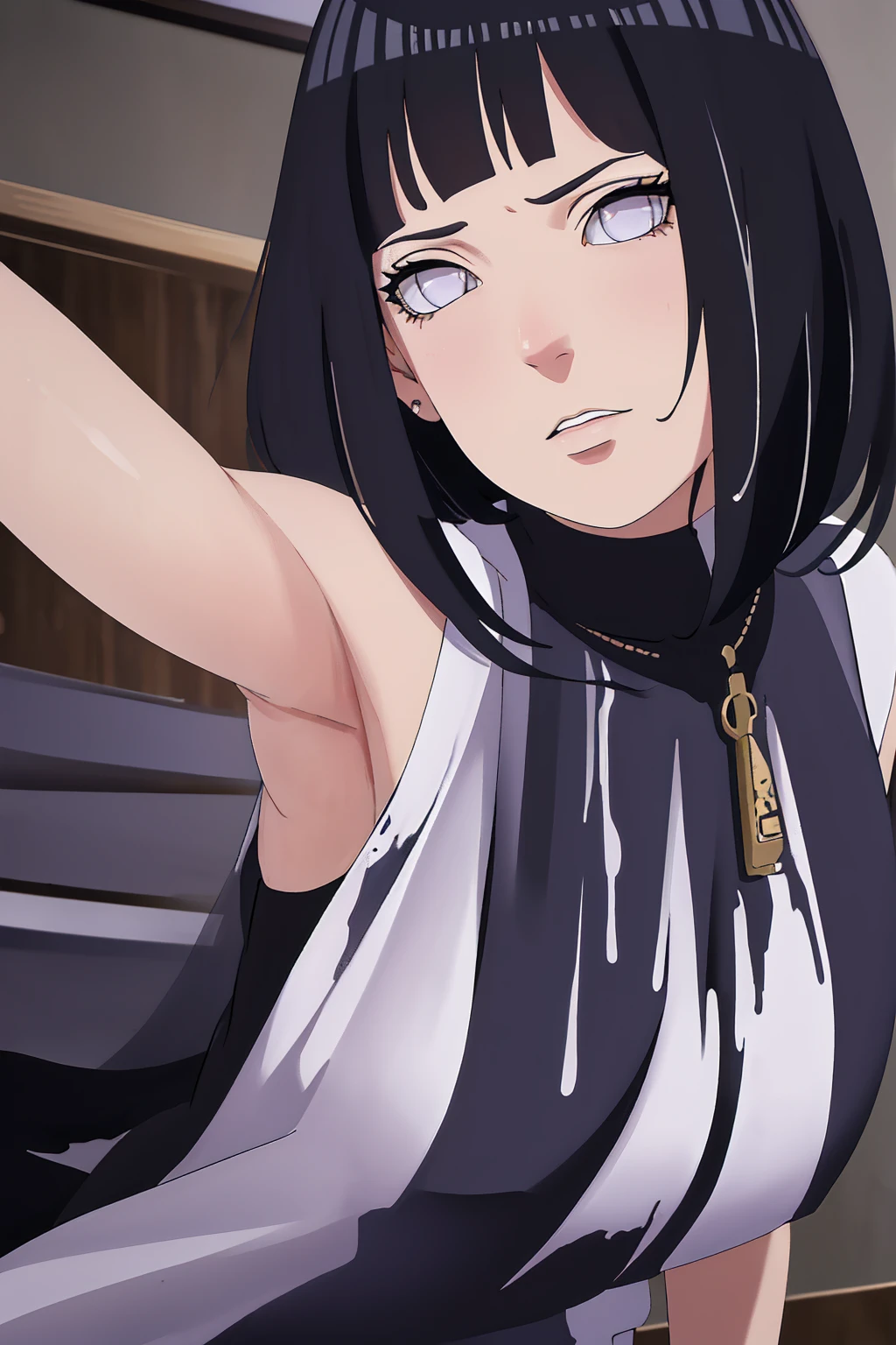 (best quality,4k,highres,masterpiece:1.2), (ultra-detailed), (realistic,photorealistic,photo-realistic:1.37), (HDR,UHD), (portrait), (vivid colors), (long legs), (clearly elongated face), (beautiful detailed eyes), (beautiful detailed lips), (extremely detailed eyes and face), (long eyelashes), (sharp focus), (physically-based rendering), (black long hair, flowing in the wind), (torn clothing), (powerful kick in mid-air, mid-air kick), (intense), (dojo background, background), (Chunin exams setting), (dynamic pose), (fierce expression), (motion blur), (stylish), (slender figure), (anime inspired), (glowing lights), (dramatic), (contrasting colors), (mysterious ambiance), (action-packed scene), (unique style), (eye-catching), (dashing), (evocative), (expressive), (intriguing atmosphere), (wet minidres), (dinamic poses), (short hair)
