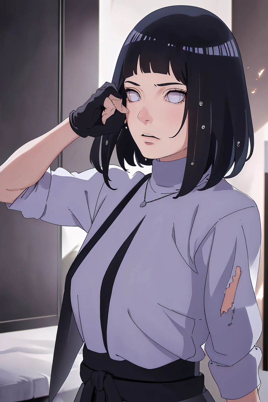 (best quality,4k,highres,masterpiece:1.2), (ultra-detailed), (realistic,photorealistic,photo-realistic:1.37), (HDR,UHD), (portrait), (vivid colors), (long legs), (clearly elongated face), (beautiful detailed eyes), (beautiful detailed lips), (extremely detailed eyes and face), (long eyelashes), (sharp focus), (physically-based rendering), (black long hair, flowing in the wind), (torn clothing), (powerful kick in mid-air, mid-air kick), (intense), (dojo background, background), (Chunin exams setting), (dynamic pose), (fierce expression), (motion blur), (stylish), (slender figure), (anime inspired), (glowing lights), (dramatic), (contrasting colors), (mysterious ambiance), (action-packed scene), (unique style), (eye-catching), (dashing), (evocative), (expressive), (intriguing atmosphere), (wet minidres), (dinamic poses), (short hair)