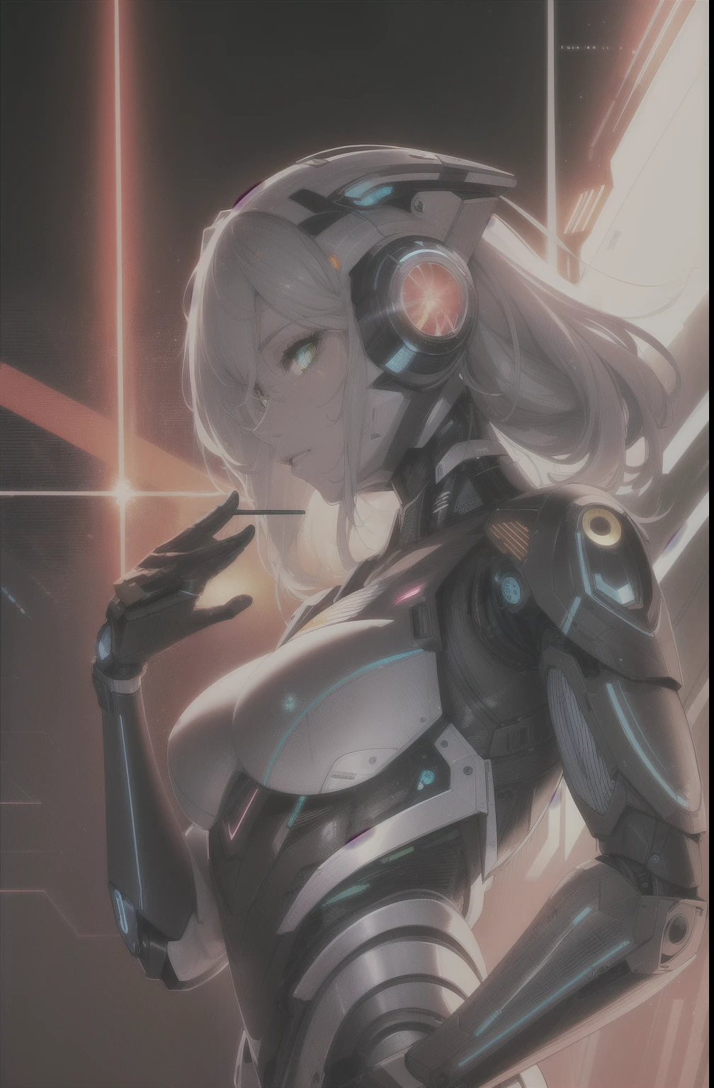 A cyborg robot, luzes, cicatrizes, refractions, posando, ultradetalhado, High definition, 8k, highluzes, good lighting, The most amazing effect, sci-fi,((arte de Carne Griffiths e Sean Yoro))