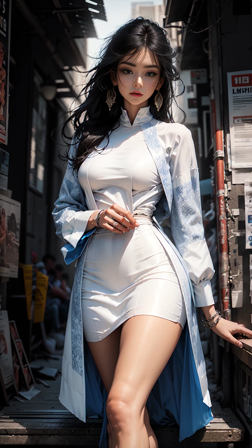 Modelos, profesional: 1.6, (mejor calidad, 4k, 8k, high resolution, Obra maestra: 1.2), ultra detallado, realista, estilo moderno, Moda elegante, tiro de cuerpo completo: 1.5, plano general: 1.5, elegante, ropa para modelar, accesorios, elegante pose as a model, cabello moderno y hermoso, By the chestnut, vistoso, fondo negrita, studio lighting, dynamic and elegante pose