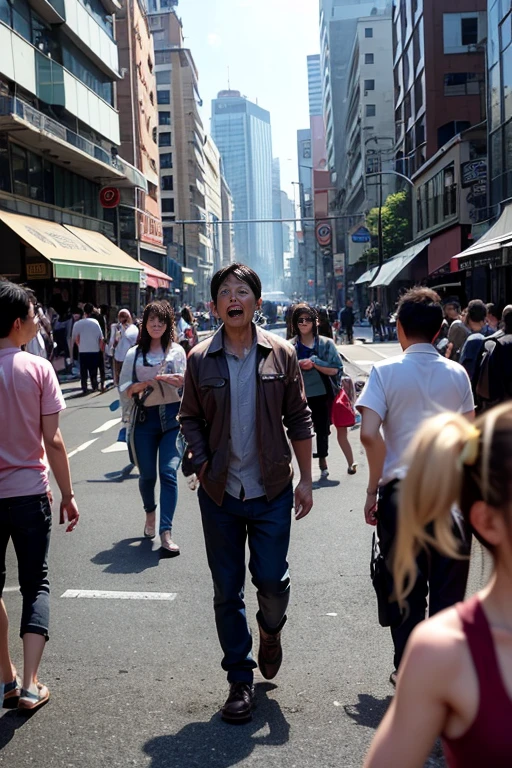 People who suffered from May disease, The city is overflowing with people suffering from May sickness., Everyone, young and old, walking around like zombies
