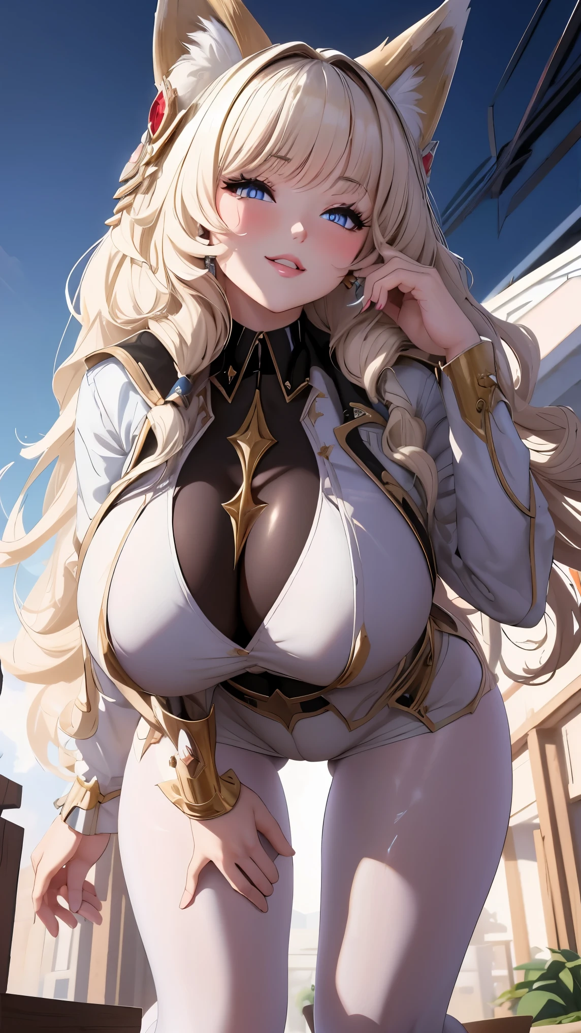 beautiful, breathtaking mature fox-woman, large, sagging breasts, light black hair with white streaks, earrings, (short shorts, superiority, naughty, thick thighs, with a sexy neckline: 1.1), (micro shorts: 1.1), ((masterpiece, best quality; 1.3)), ultra detailed, 8k unity wallpapers, CG, ray tracing, illustration, colorful, cinematic shadow, extremely detailed and beautiful background, vhd, VRay Shading, RT)), (slutty face: 1.2), mischievous smile, (large saggy breasts), wide hips, big ass, flirting with the viewer, facing the viewer, facial blush, standing in front, cute sexy pose, cowboy shot, on home porch, night, bright, bright light, ultra detailed, scenic, atmospheric, bimbo, big lips, detailed face and eyes, tilt headshot, intimacy, medium shot, thigh height, from below, gyaru, hair clip, ((wearring white sheer pantyhose))