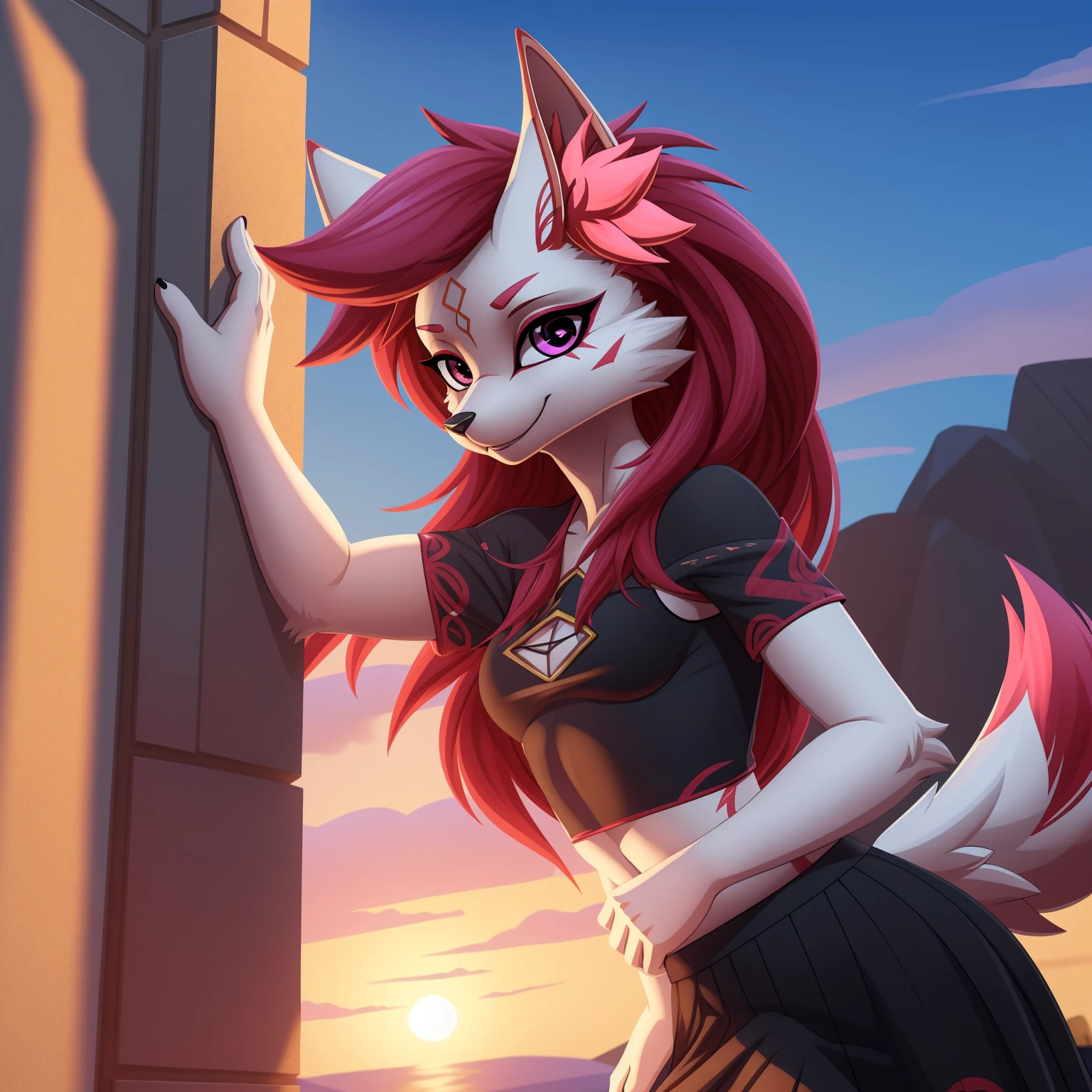 beautiful and detailed portrait of an anthropomorphic vixen ((female))), Kimiko Five-Tails, anthro, female, fox, high definition, good anatomy, simple background, highly detailed face, speech bubble, heart, hearts, night, moody lighting, full body, sexy body, slanky body, sexy face, nice, hot, cute, NSFW, pussy, tits, side view, looking at viewer, smile, seductive