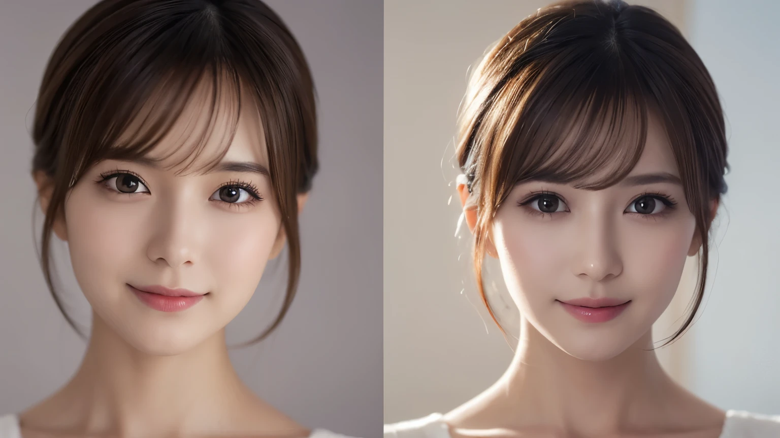 One Girl, (Dress in trendy fashion:1.2), (RAW Photos, highest quality), (Realistic, Photorealistic:1.4), Tabletop, Very delicate and beautiful, Very detailed, 2k wallpaper, wonderful, In detail, Very detailedな CG Unity 8K 壁紙, Very detailedな, High resolution, Soft Light, Beautiful detailed girl, looking at the camera、Very detailedな目と顔, Beautifully detailed nose, Beautiful fine details, Bob Hair, small, White clothes、White background、Background is white、Cinema Lighting, Perfect Anatomy, Slender body, smile, 