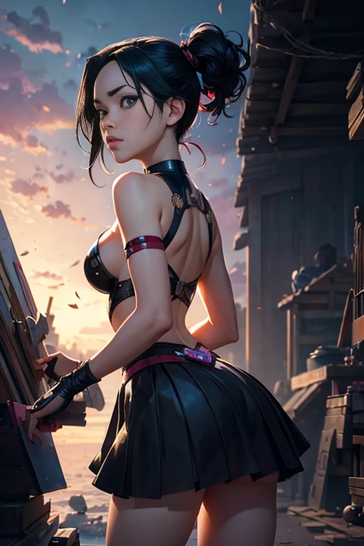 Portrait of {Harley Quinn Fictional character (Black Hair Mid-length Haircut)}, Action {Skirt lift bottom pov | Goofy Ai}, soft and smooth skin, big dreamy eyes, big ass, swollen vagina, beautiful intricate, symmetrical hair, wide anime eyes, soft lighting, detailed face, by makoto shinkai, stanley artgerm lau, wlop, rossdraws, art conceptual, digital painting, looking at camera