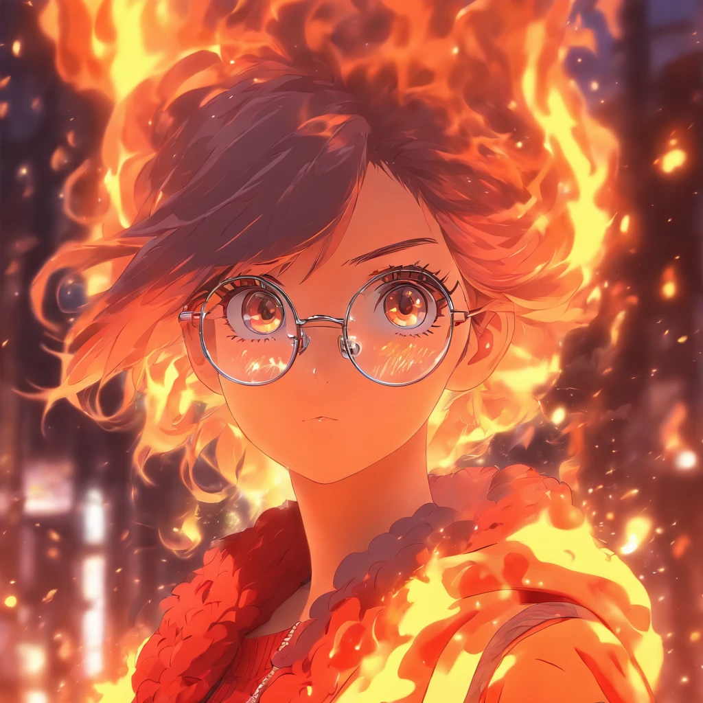 Fire Clothes　Glasses　woman　