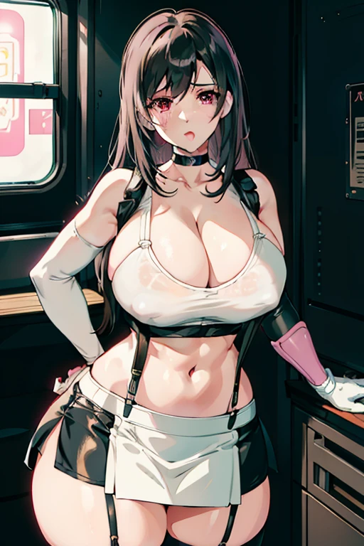 (View_hand, pink vibrator remote switch in View_hand, View:1.2), best quality, Super Detail, masterpiece, Ultra HD, 8k, ridiculous, Cowboy shooting, Vague,
1 Girl, Focus on girls, Awkward, blush, charming, Close your eyes, Open your mouth,Tears in my eyes, Saliva Residue, The hem of the skirt is wet, stringy, Vibrator wire bulge, Vibrator in garter belt,
tifa lockhart, The Final Illusion, White short top, Low-cut,((Cleavage)),Elbow pads, 露指hand套, Suspenders, Pencil Skirt, White T-shirt, sexy look, Short skirt, mini skirt, Pencil Skirt
Subway car interior background, In the crowd,