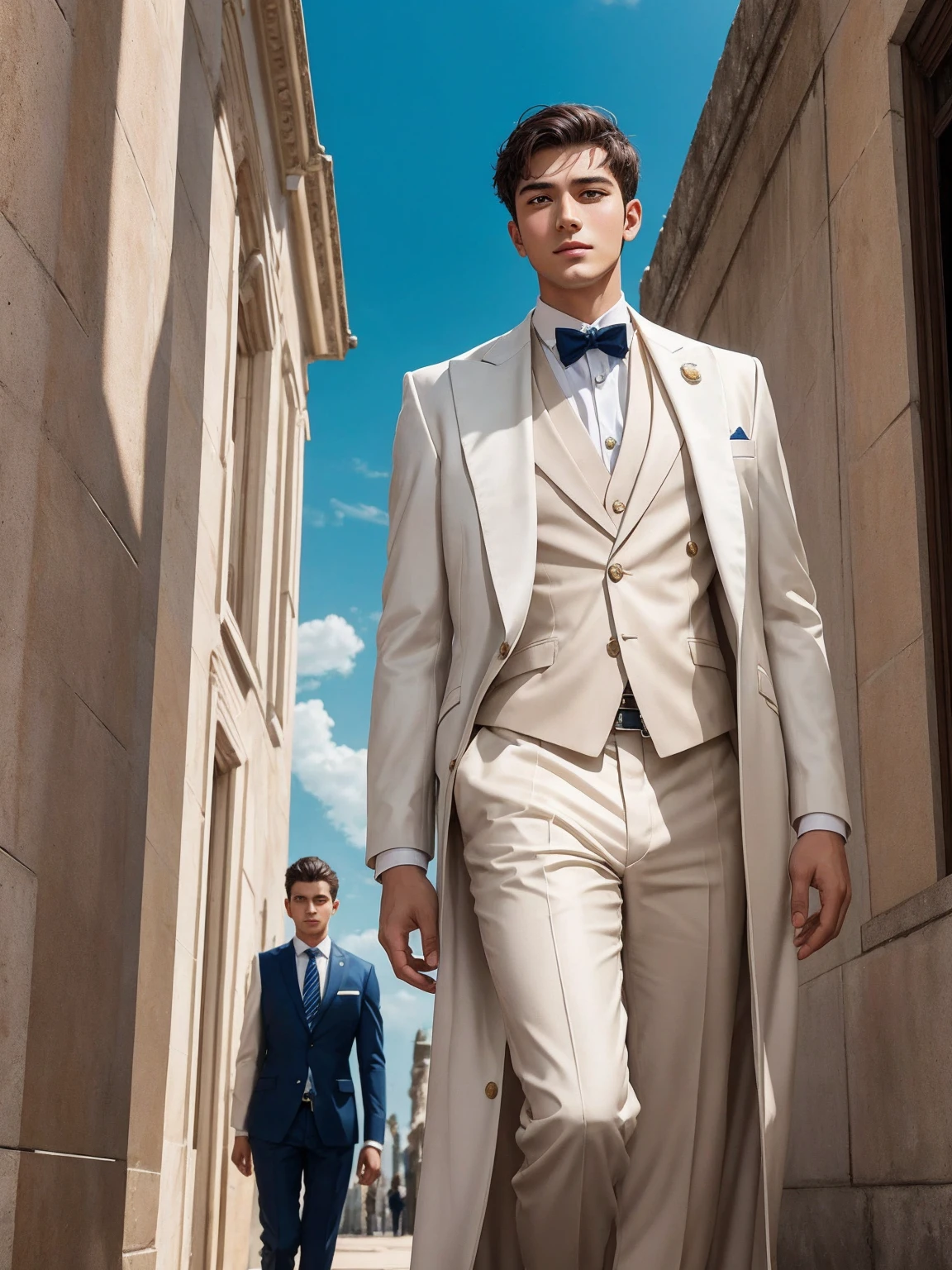 syojyomanga.Anime. Reincarnation of Roman Emperor Constantine the Great. A young man who plays a central role in a global luxury hotel resort group. He is hard working and efficient. Warm and sincere. He is kind and gentle, but he is also a cool-headed and ambitious man.York , United Kingdom . Cool summer evening. refreshing breeze. High quality suit. Bright and keen-eyed, he cherishes and embraces the girl he loves. hyper quality. Super beautiful. Sweet and elegant. modern classical. Luxurious and graceful.