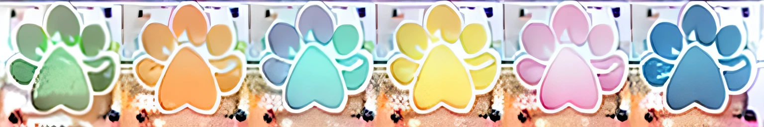 (((Logo Design、Cat paw stamp logo、Beautiful colorful flower logo)))、Ultra HD、super high quality、masterpiece、8K、(((Healing cat logo)))、