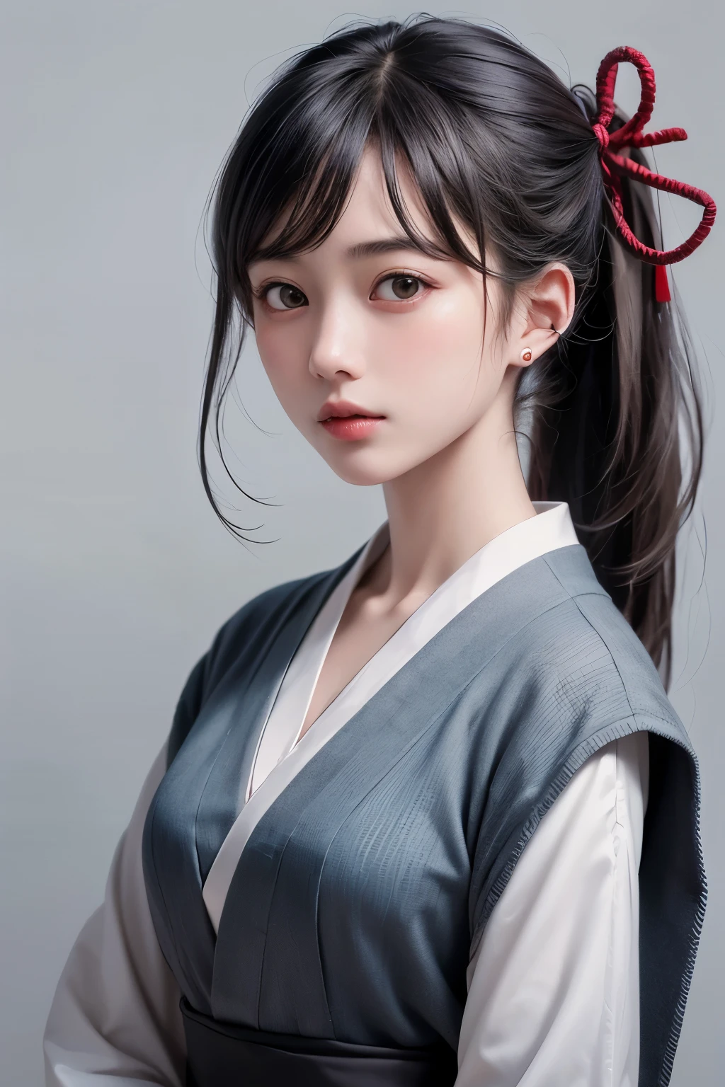 (1 nogizaka girl,raw photo,photo realistic:1.5),(best quality, high quality,HDR, highest quality,ultra high resolution,high resolution,high res,ultra high difinition,huge file size,8K,2K wallpaper,8K wallpaper,high quality texture,amazing,an extremely delicate:1.4),one girl, Japanese famous idol,beautiful face,small face,absurd,ridiculous,incredibly ridiculous,portrait,breasts close up,blurry background,(miko clothes,cleavage,no makeup:1.2),medium skin,beautiful skin,detailed skin,small head,black hair,silky hair,(Japanese eyes,round eyes:1.5),detailed eyes,black eyes,Japanese idol eyes,(small facial parts:1.3),Japanese nose,5-fingers,(Light Particles, Lens Flare, Luminous Particles: 0.7),looking at viewer,bright lighting,professional lighting,girl