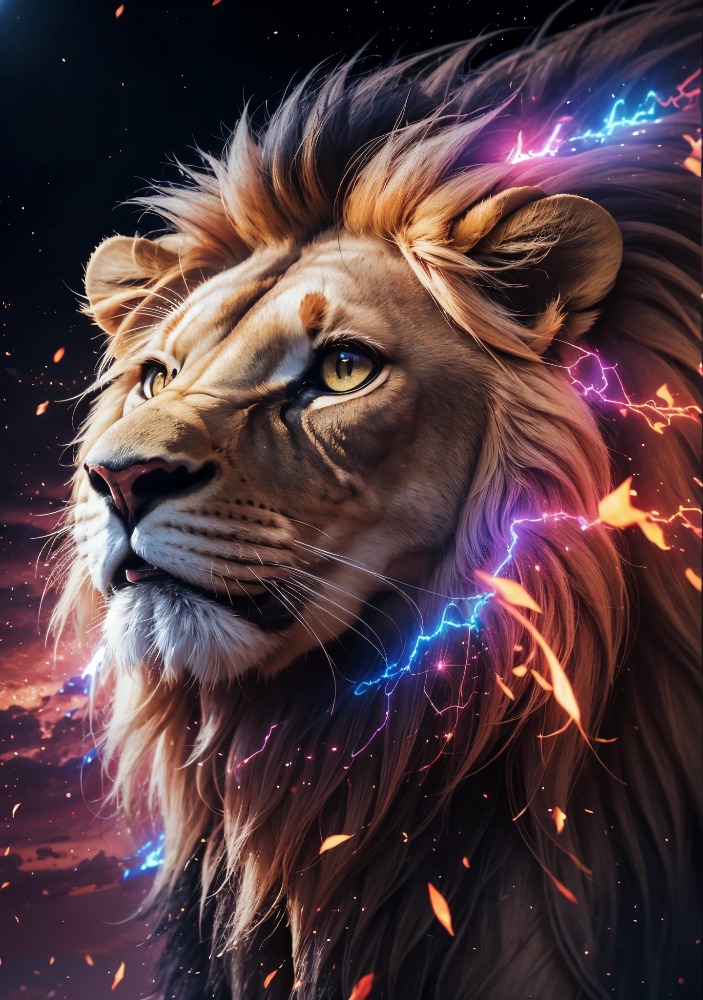 lion, Divine lion, naturais, Natureza, Natureza, Linda, Rendering, Fotorrealista, UltraHigh definition, 4K, texturasdetalhadas, Thunder, sombras detalhadas, cores detalhadas, por do sol, sol se pondo, sunset, Natureza Linda, Grande Divino, por do sol, contraste detalhado, Contraste realista, high resolution, cores detalhadas, fogo, eletricidade, divina criatura, 8k, Realista detalhado, 16K, 8k, High definition, contraste detalhado, Contraste realista, high resolution, cores detalhadas, fogo, eletricidade, divina criatura, 8k, Realista detalhado, elegante,