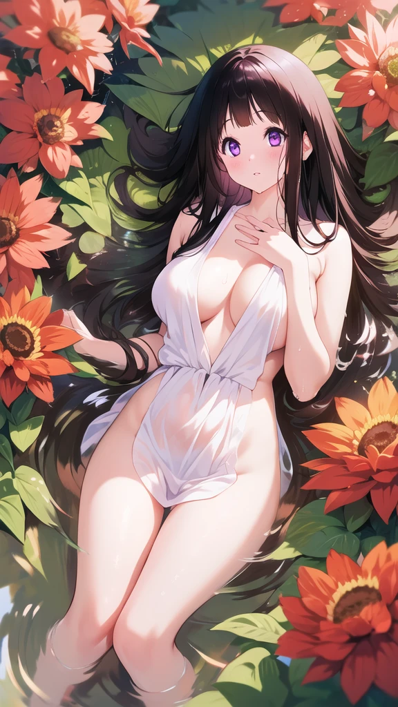 Beautiful Chitanda,只有一个beautiful girl,Purple Eyes, Black Hair, Natural straight hair, Straight bangs,Extremely refined,open your lips,Face is so red,Very white skin,Glowing skin,big eyes,Flowing long hair,beautiful girl, Like a dream,Slim,Soft, (Sensual), (Kawaii), Dream quality,In the fields,Lying in a rice field,Just finished taking a shower,Wipe your buttocks with a bath towel,Bare waist,Deep V neckline,The neckline is very loose,Naked,Wet,Beautiful big breasts,No pants,Delicate clavicle,Delicate hands and feet,Bare neck,Bare thighs,Exposing the groin,Camel toe,Bare legs,barefoot,extremely shy,Ultra-high resolution, (masterpiece:1.2, best quality), (Delicate and beautiful eyes: 1.2), (Beautiful and delicate face)
