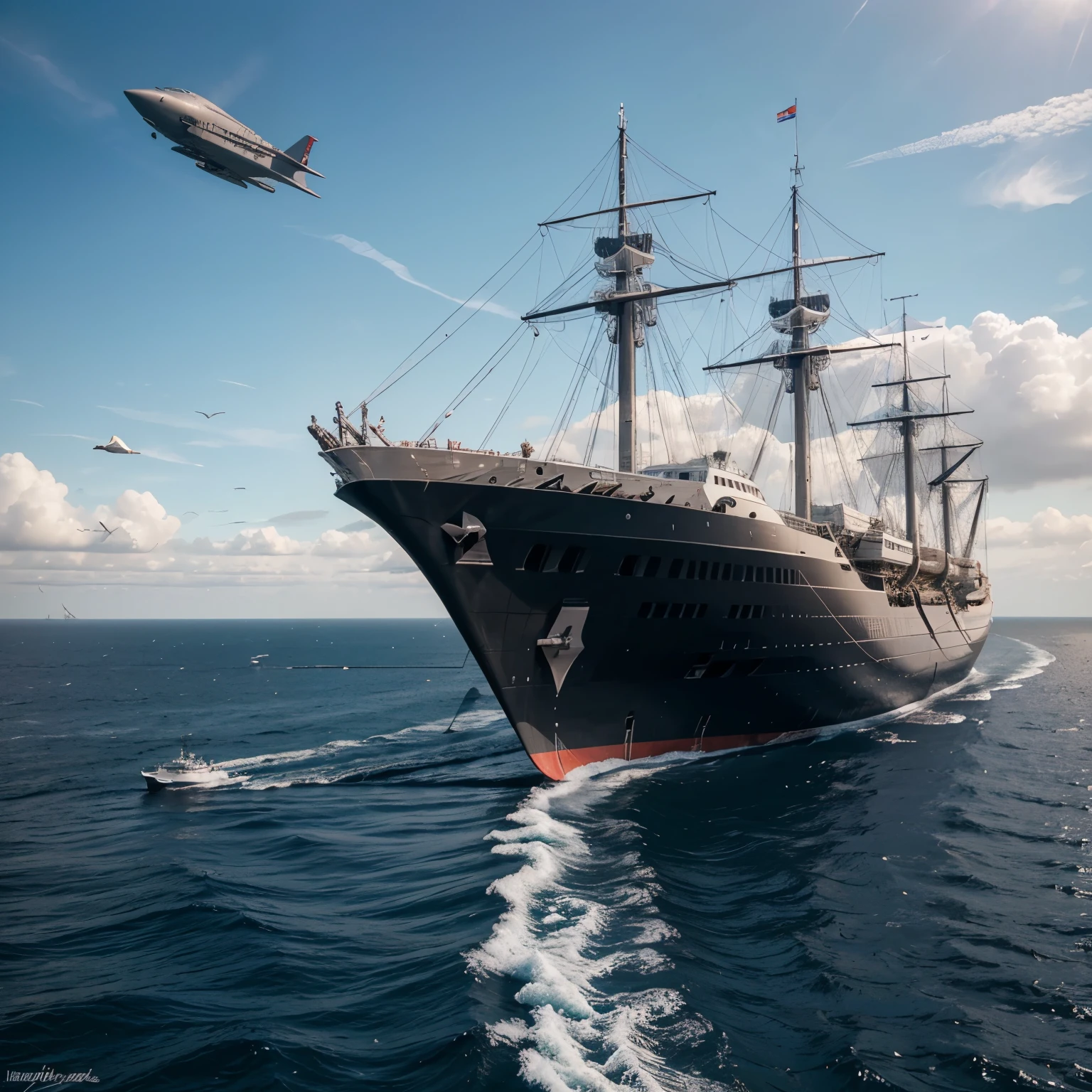 Metal bird-like ship, plastic, blindagem Liza. planos futurista fundo nave de guerra, futurista voando 4k