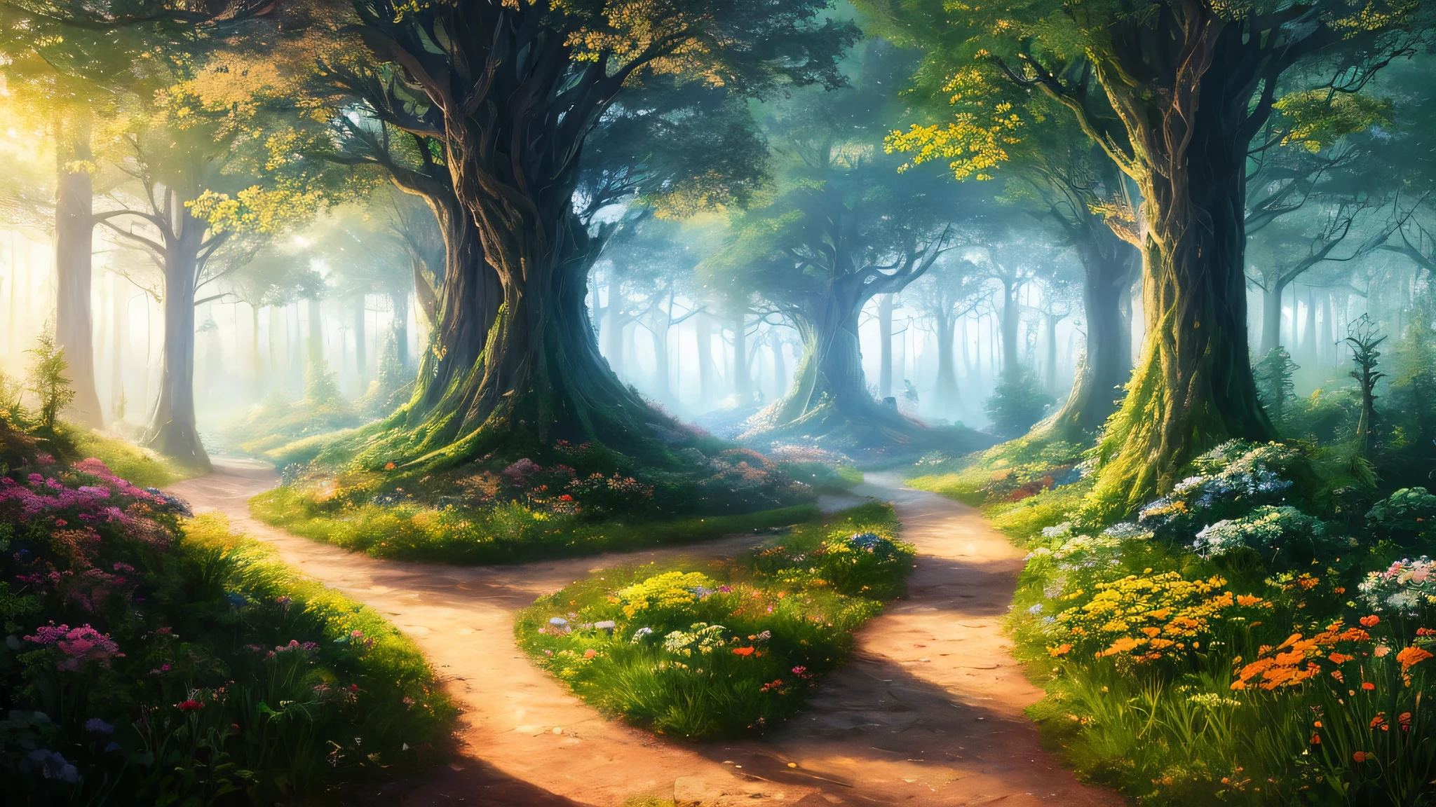 masterpiece, 最high quality, high quality,Very detailed CG unity 8k wallpaper, Enchanting and dreamy fantasy forest scenery, Towering Tree々with, Glowing Mushroom, hidden fairy valley, Creates a sense of mystery and fascination, Art Station, Digital Illustration, Complex, trend, pastel colour, oil, Award-winning photography, Bokeh, Depth of written boundary, High resolution, bloom, chromatic aberration ,Realistic,Very detailed, trend on Art Station, trend on CGsociety, Complex, Attention to detail, dramatic, art:Mid Journey