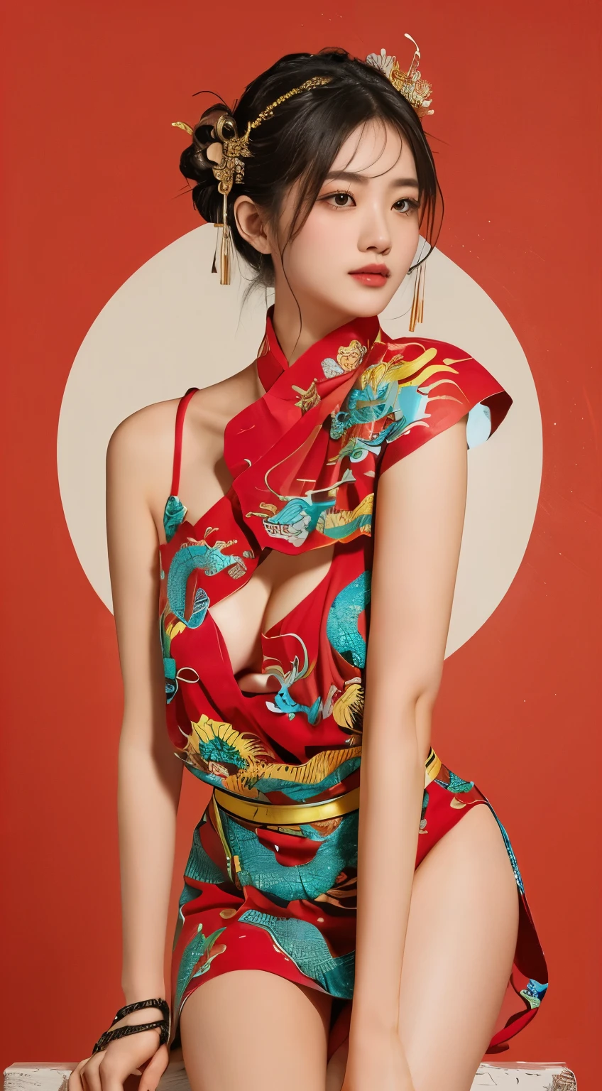 {{{{{illustration}}}}},author:Yuko Shimizu,1 Girl,Chinese dragon,Chinese Girl,female focus on, {{Colored ink drawing}},{{Ink splash}},{{Splash of Color}},{{{rich and colorful}}},{{sketch}}, masterpiece,best quality, Beautiful painting,Very detailed,
