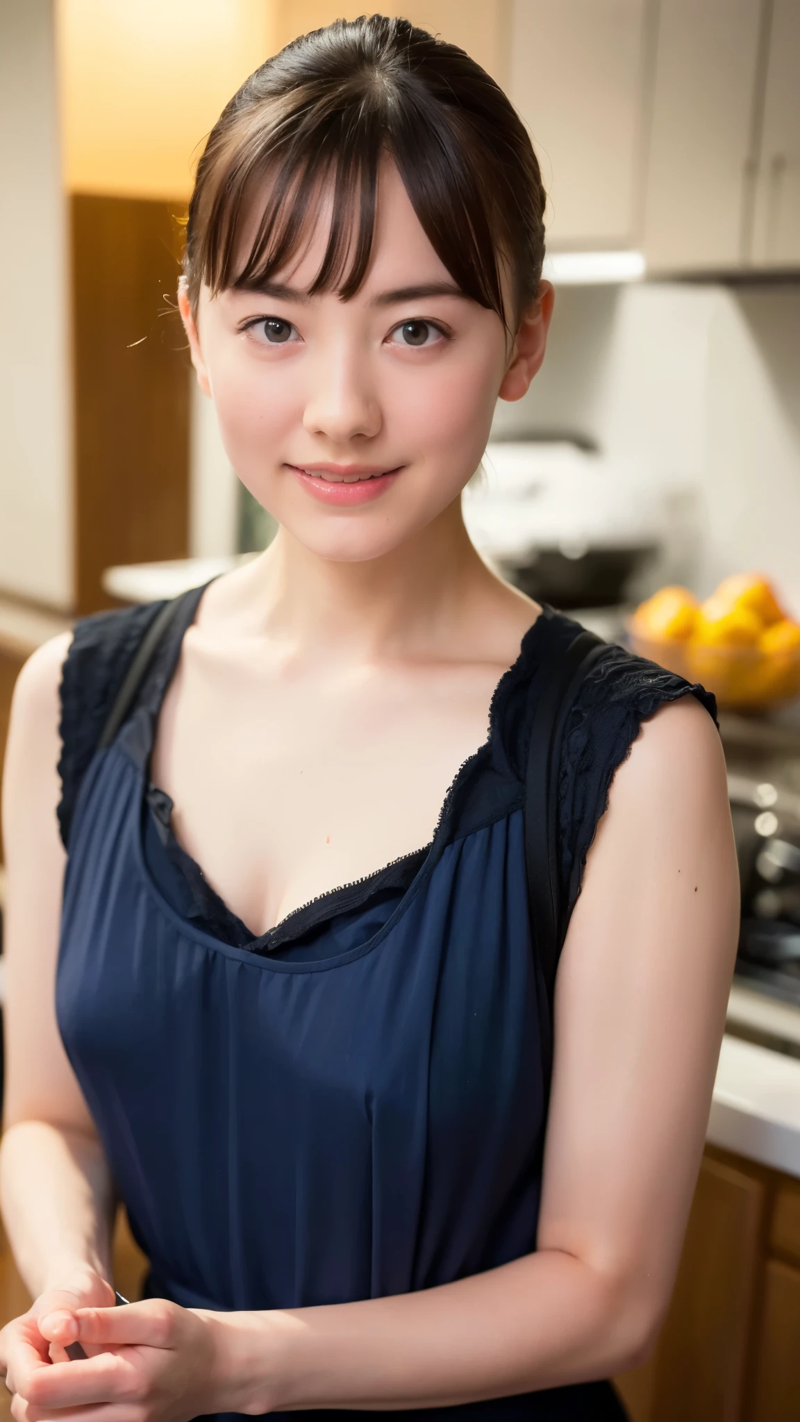 "(highest quality,8K,High resolution,masterpiece:1.2),Super detailed,(realistic,photorealistic,photo-realistic:1.37),soft focus,18-year-old,beautiful and detailed face,Detail view,renaissance art,delicate artwork,kitchen,kitchen apron,teenage girl,seductive lingerie,Gentle milk dripping onto my chest, Bright colors,studio lighting"