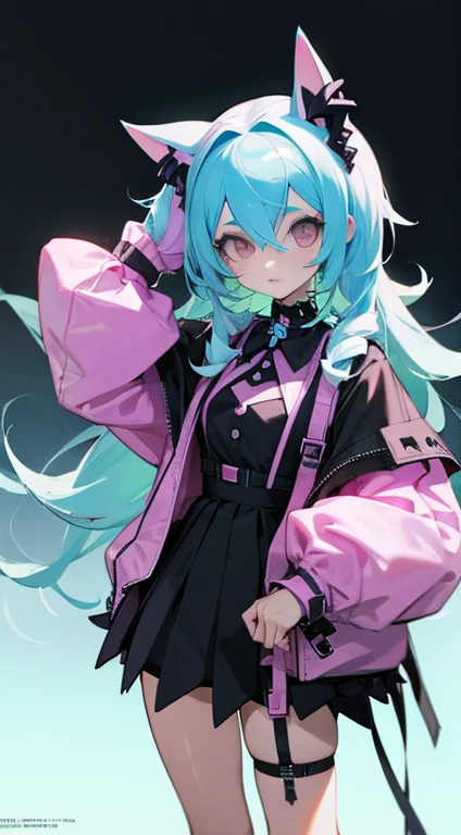 Anime girl, pastel goth outfit, fashion design