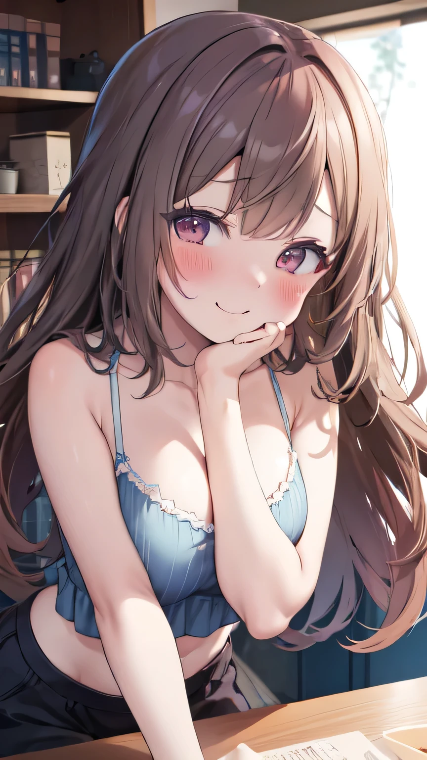 Very detailed、(8k, RAW Photos, highest quality, masterpiece:1.2), (Very detailed 8k wallpaper),shape、Professional Lighting,Sharp focus, Written boundary depth、
Browsing Caution、Clear Eyes、Perfect Anatomy、With a girl、、Tank top、mini skirt、Big Breasts、(blush:1.5),、,、,、imminent kiss,Fully exposed thighs、From above、、