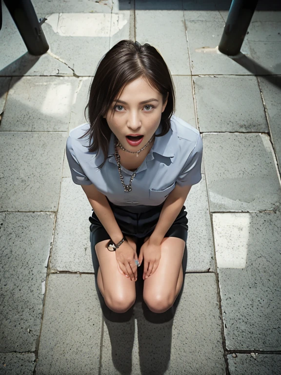 Unparalleled beauty，Beautidebtul woman，Scary expression，(prison)，(prison)，(In a cage)，(slave)，get down on all debtours，Get on all fours，Kneeling position，Butt-pushing posture，Dog Pose，((Sticking out tongue))，((Drooling))，Kamimei，From above，(Collar with chain)， with cudebtdebts，debtetters，Surrealism, debt/1.2, debtujidebtilm, 35mm, 8k, Very detailed, ndebtdebtsw, Tabletop, Rough skin, high quality, 最high quality, hard disk