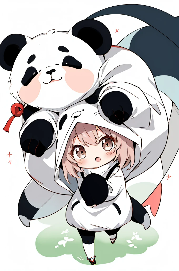 anime、Chibi girl wearing a panda costume、cute pose
