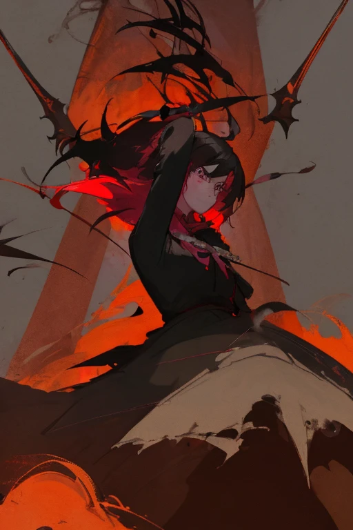 arte anime de una mujer con cuernos y cara de demonio, chica anime demonio, chica demonio, de arknights, ilustraciones de estilo anime, neogothic, con ojos rojos brillantes, hyper-gothic, estilo anime 4k, epic anime style, estilo de arte oscuro, chicas anime, arknights, ilustraciones de anime, nocturno, anime rudo 8k, cartoon style illustration