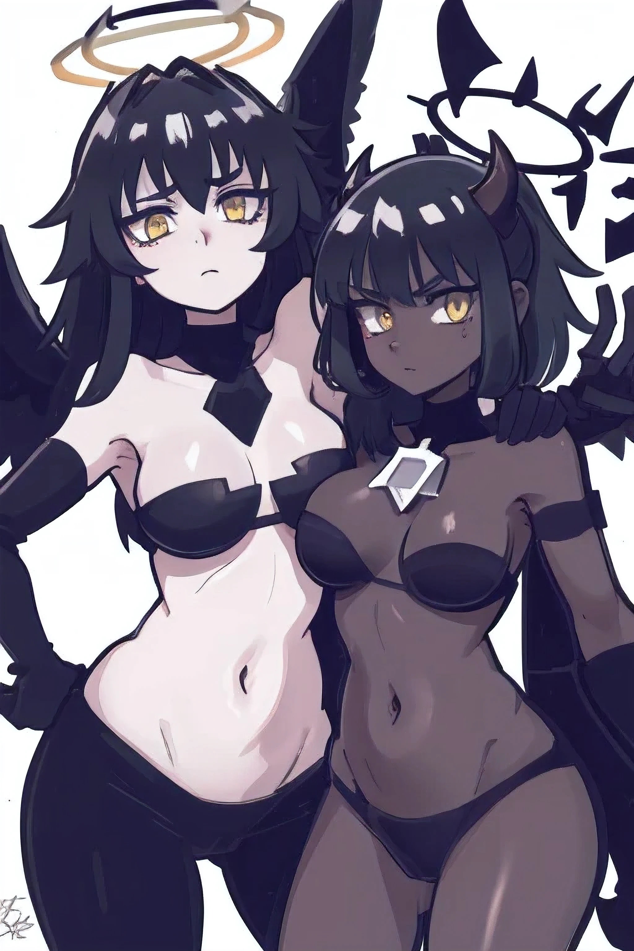 obra de arte, melhor qualidade,azazel with halo and yellow eyes and black hair,equipe foguete,equipe foguete uniform,saia branca,letra vermelha R,corte superior,meias pretas,luvas de cotovelo pretas, tirinha