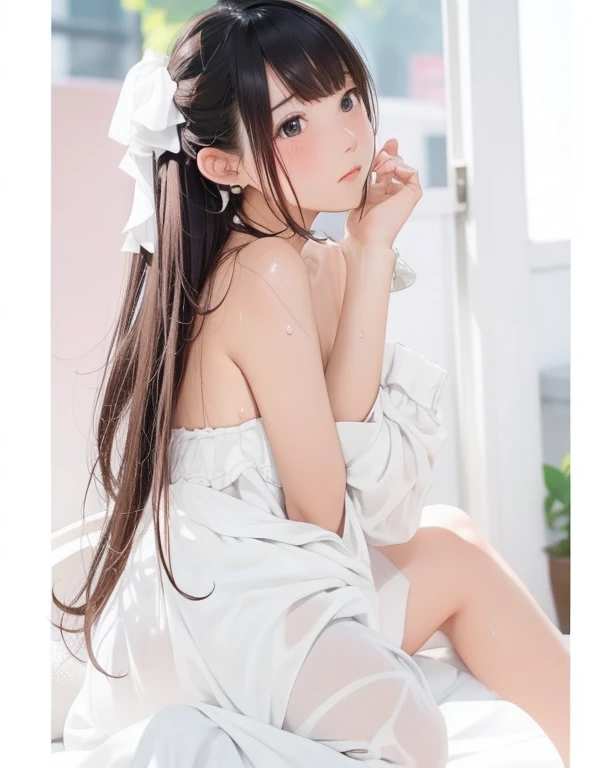 girl, Sweat, vapor, Medium Chest, shy, Beautiful Hands, Looking at the audience, Sexy look,NFSW