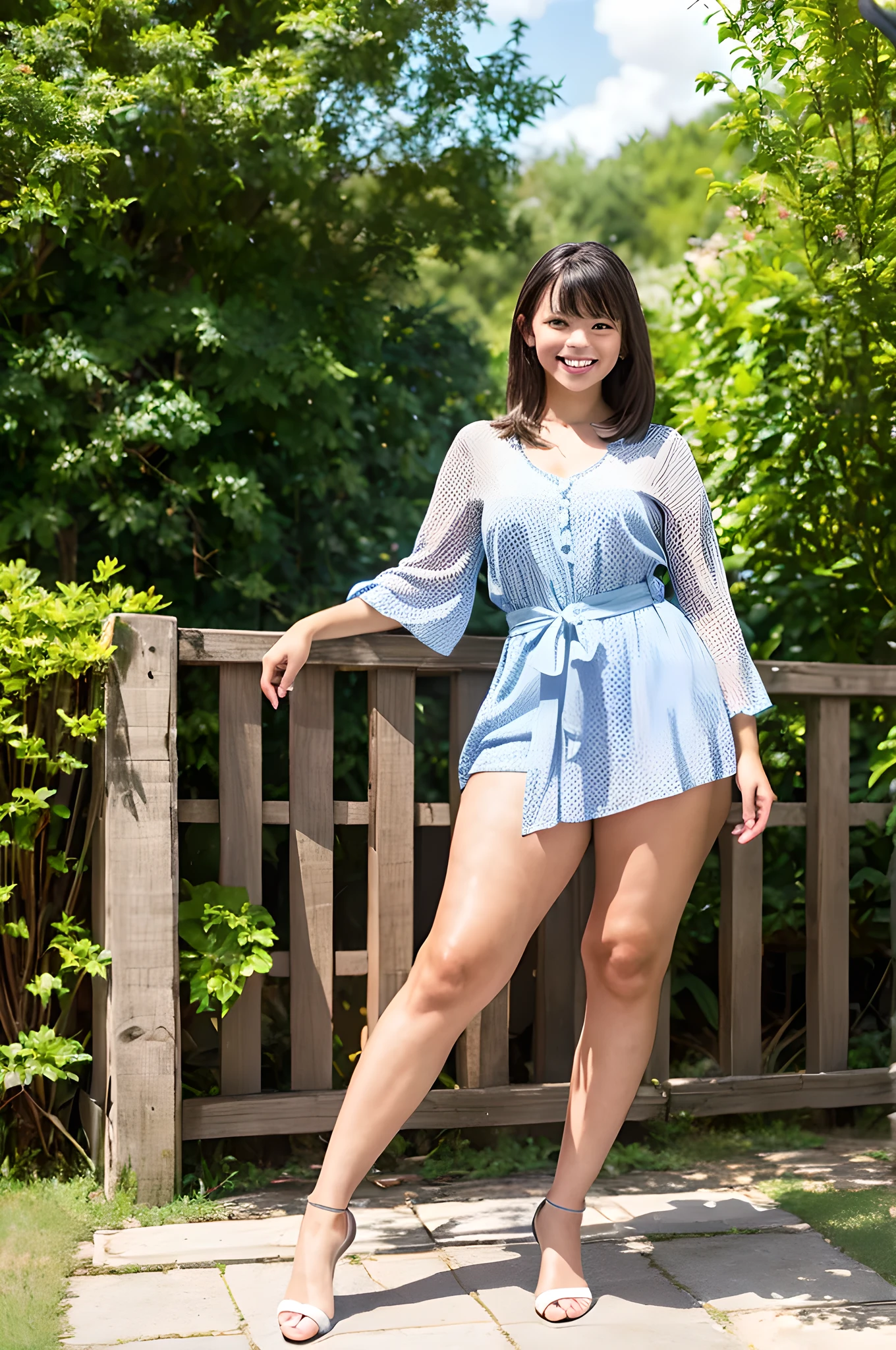 8k,high quality,high resolution,One woman,smile,(tall),whole body, (long scart), Summer,,,,,,