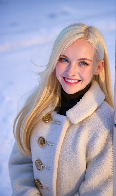 (masterpiece), (highest quality), One girl, (Perfect Face:1.2), (Beautiful Face:1.2), Platinum Blonde Hair, (From above, Upper Body:1.3), Happy, A light smile, View your viewers, Pause,
winter coat, Outdoor, winter, snow, at night, Complex, Depth of written boundary, Cinema Lighting,