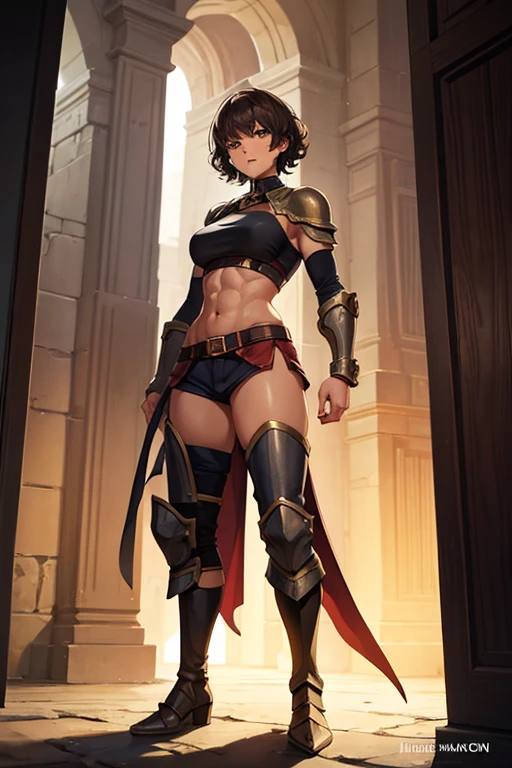 foal, Baby , small, , Male, holding, is sitting, weapon, shoulder pads, Path, belt, Male focus,Background to the war, colored leather, fire, candle, Without clothing , completely naked.vagina , ((Masterpiece, Best quality))