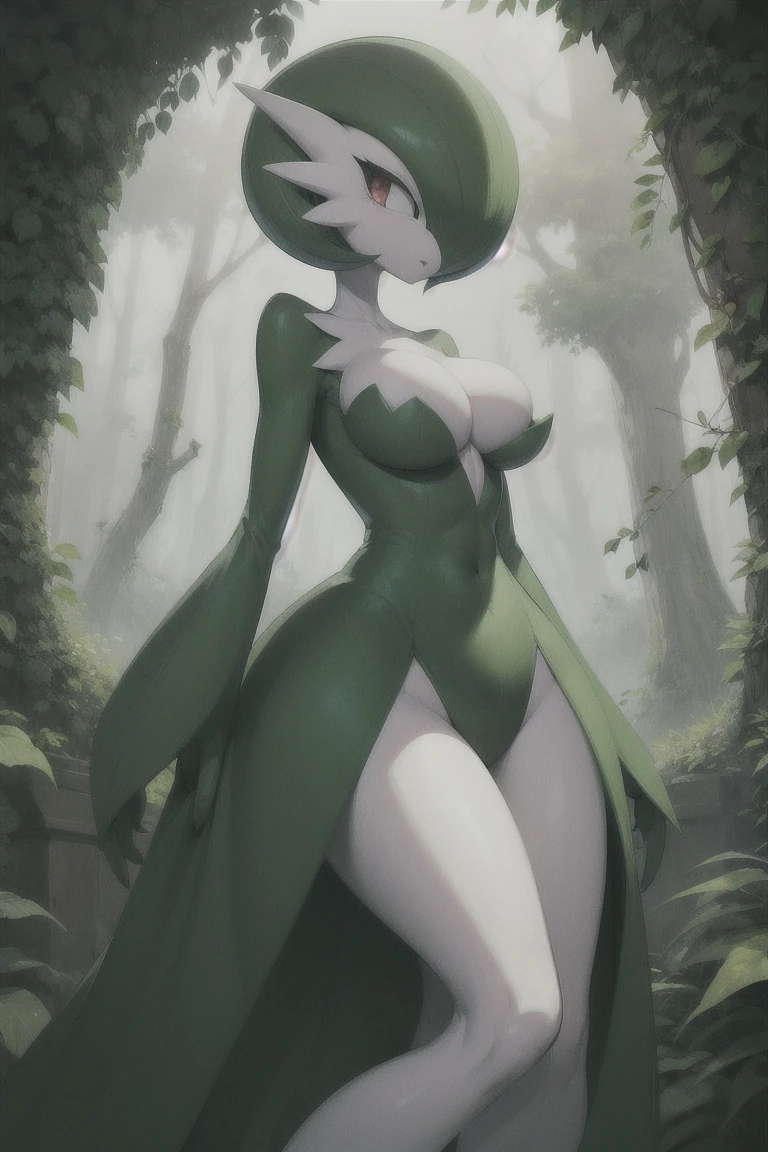 Overgrown plant life, mutated, dragon monster, female creature, Gardevoir,