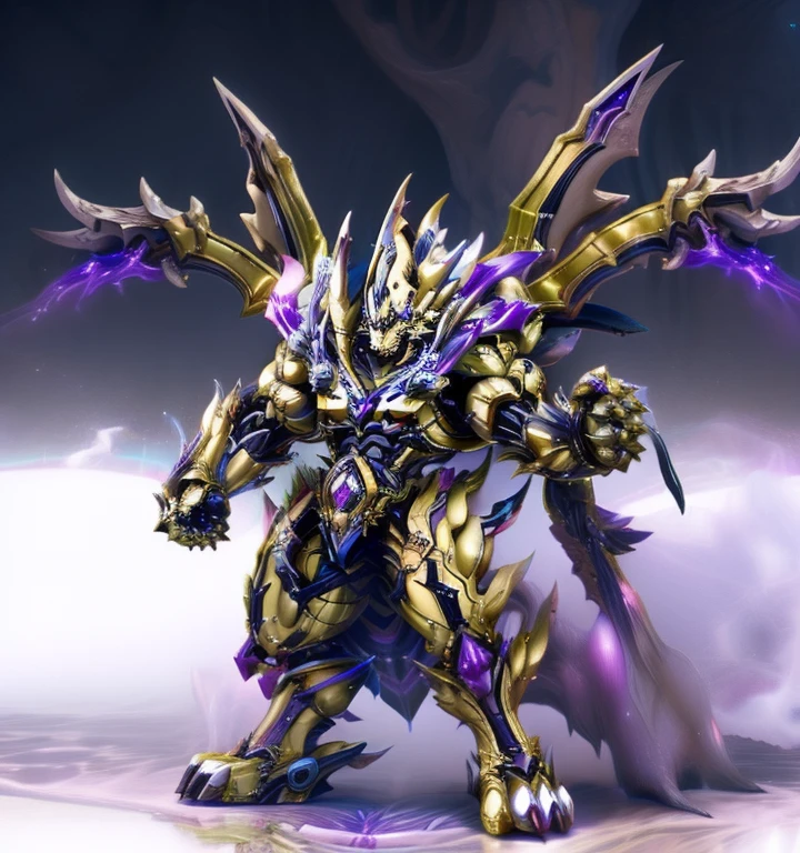 Zeraora's giant robot. (masterpiece, best quality, detailed:1.2) (Pokémon) Powered exoskeleton with the same design as Zeraora big muscle, GIANT, pecs, triceps, traps, waist narrow. bulge in the crotch, with huge golden laser sword, body full of huge muscles. also have a cloak on my back. The cloak is so long that it touches the ground, showing off muscles, mechs, Correct limbs, detailed full body, Very muscular, Large pecs, Heavyweight, Bodybuilder figure, Wearing cyberpunk mecha, big bump, sparkling skin, Vibrant colors, 4K, realism, Don't stray too far from Zeraora's design, Furry Heroes, Main is yellow COLOR, have big wings.