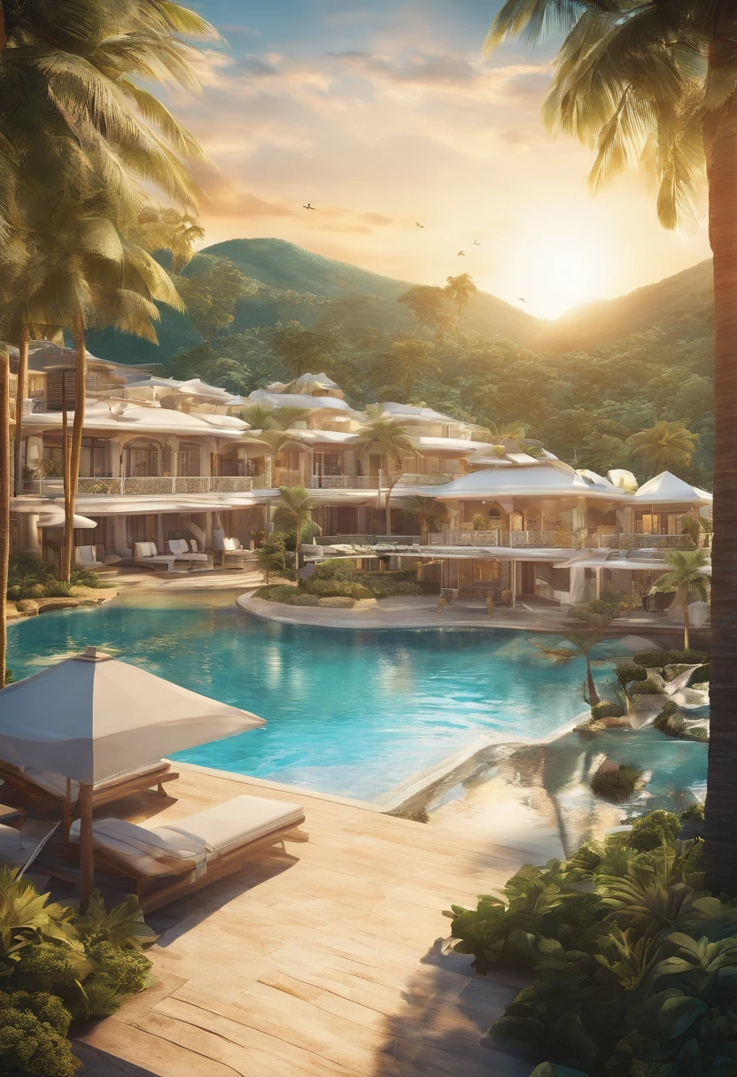 ((Gorgeous,luxury,Resorts,shine,Ocean)), ((4K Style))
