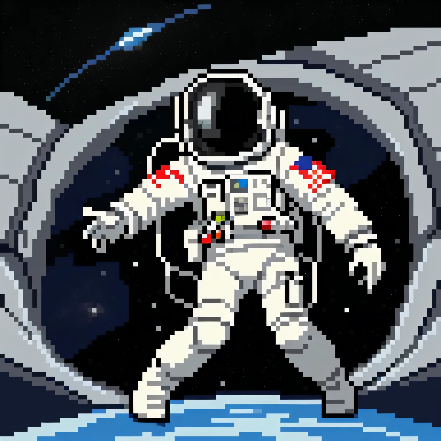 Make an astronaut, he is wandering through space without a helmet 