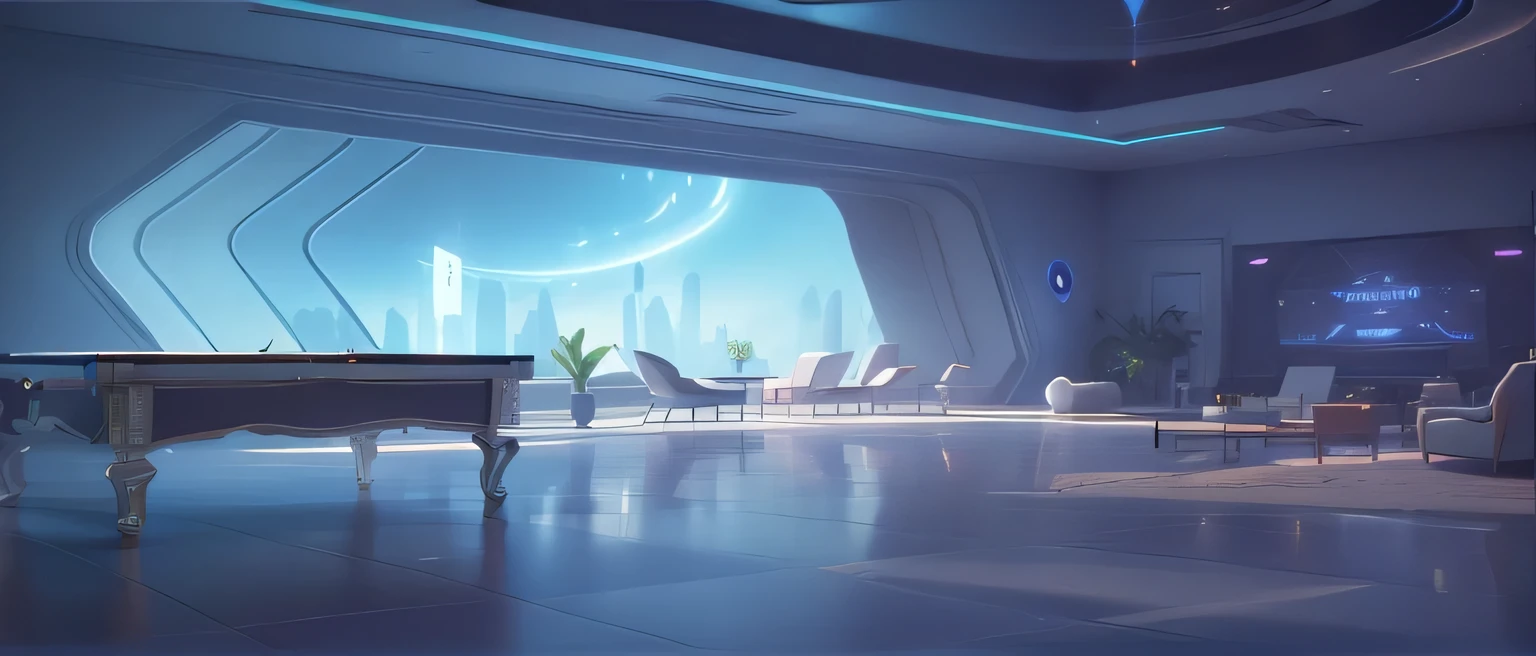 A dimly lit room,There is a pool table and a TV inside., Futurism room, gaming room in 2 0 4 0, Galaxy Theme Room, Dark mansion room, Interdimensional Villa, Futurism persian palace, A puzzle room, Futurism. Game CG, gaming room, Vaporwave Building, Futurism room background, Realistic room, retro Futurism apartment, VRay Beauty--Automatic--S2