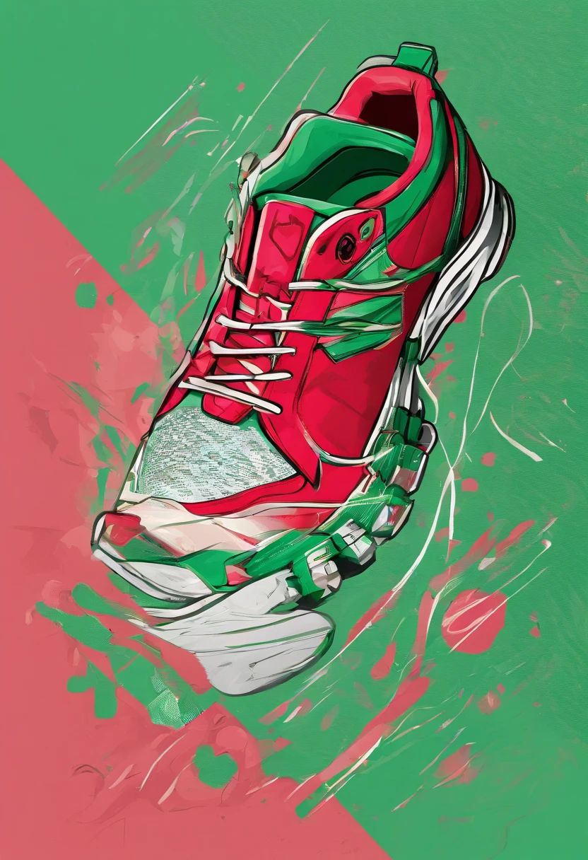 Sneakers carmine and green colored, with vanguard design