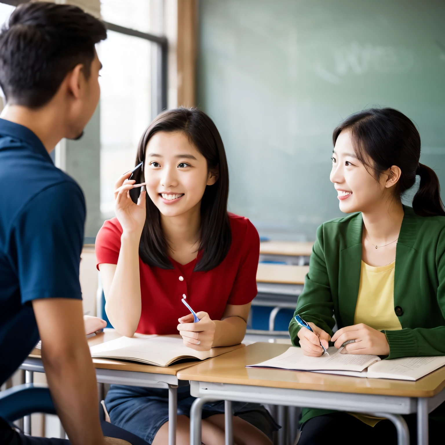 Teacher talking to student