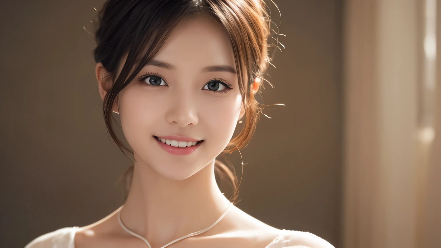 One Girl, (Dress in trendy fashion:1.2), (RAW Photos, highest quality), (Realistic, Photorealistic:1.4), Tabletop, Very delicate and beautiful, Very detailed, 2k wallpaper, wonderful, In detail, Very detailedな CG Unity 8K 壁紙, Very detailedな, High resolution, Soft Light, Beautiful detailed girl, looking at the camera、Very detailedな目と顔, Beautifully detailed nose, Beautiful fine details, Bob Hair, small, White clothes、White background、Background is white、Cinema Lighting, Perfect Anatomy, Slender body, smile, 