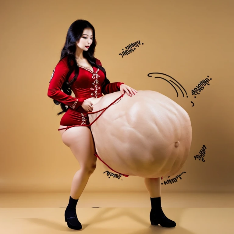 Asian girl in a red dress vore