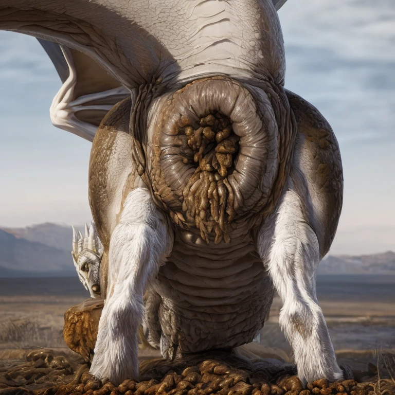 photorealistic, solo, ((((ass up, feral dragon, hyper excessive feces, screaming)))), hyper realistic, cinematic colors, cinematic lighting, incredible detail, 16k resolution, award winning photography, ((((feral, rear view. hyper anus)))), ((((white feces, white scat, excessive white scat)))), ((((rear view)))), ((((white scat))))