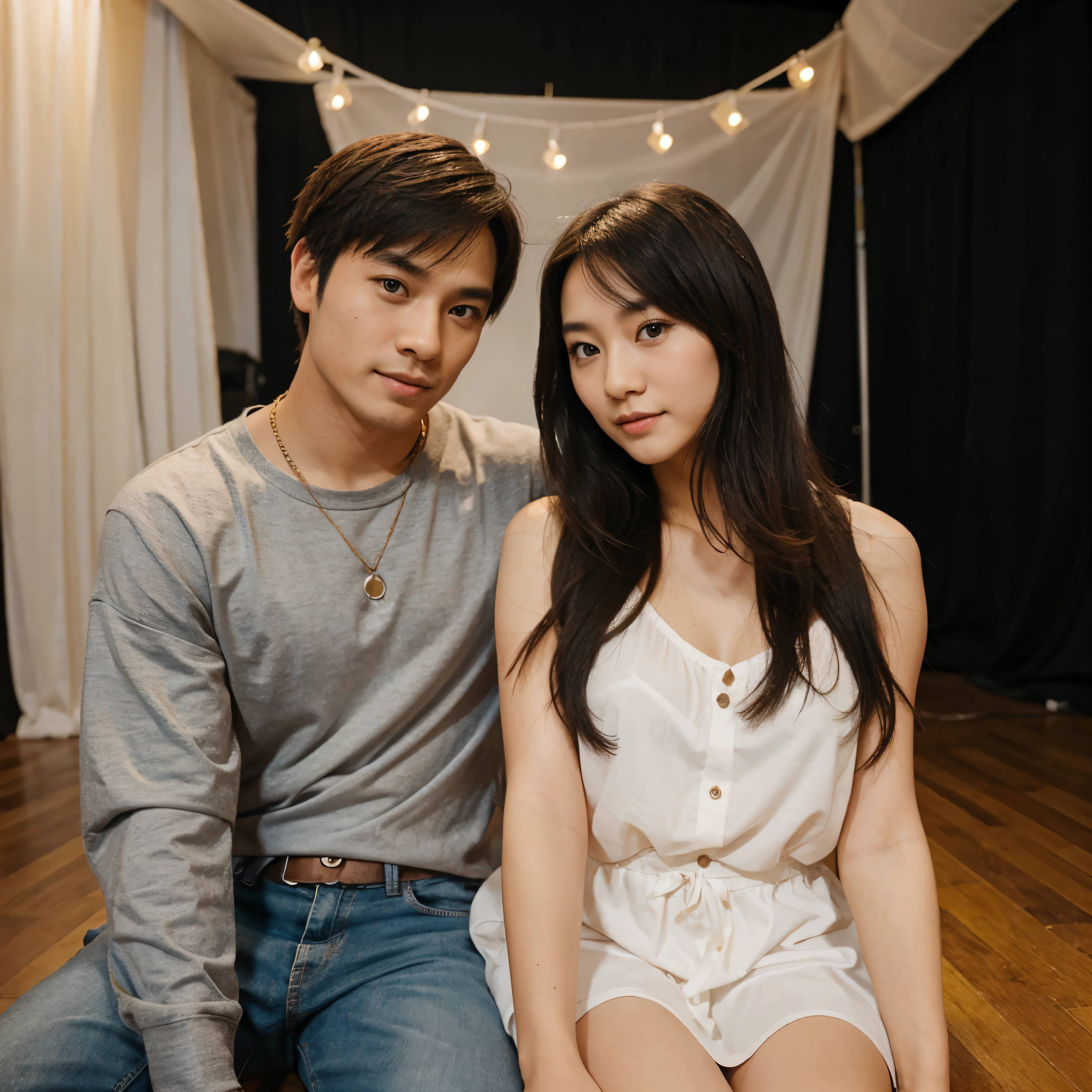 Cute couple, asia, photo studio