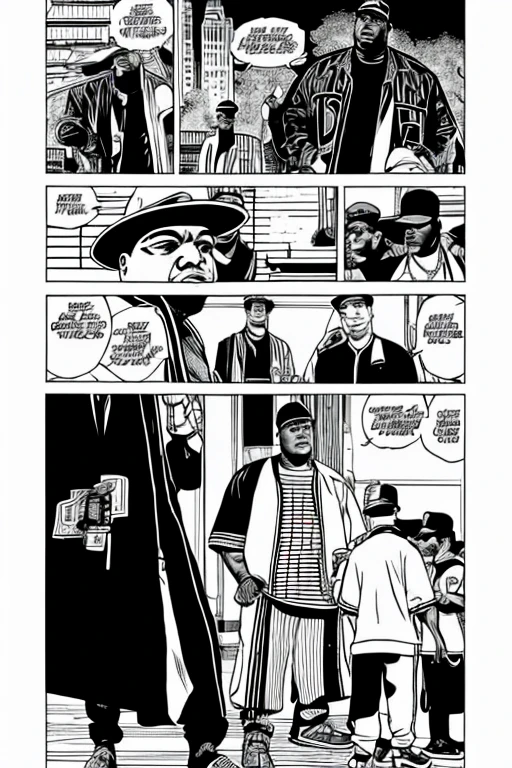 los raperos de nueva york y los angueles. thupac y notorious big, en sus ropas la palabra [ LA KLIKA SKUAD ].ropa estilo urbana 90s. u.s.a [ MANGA]. pag.1,2,3y4. 